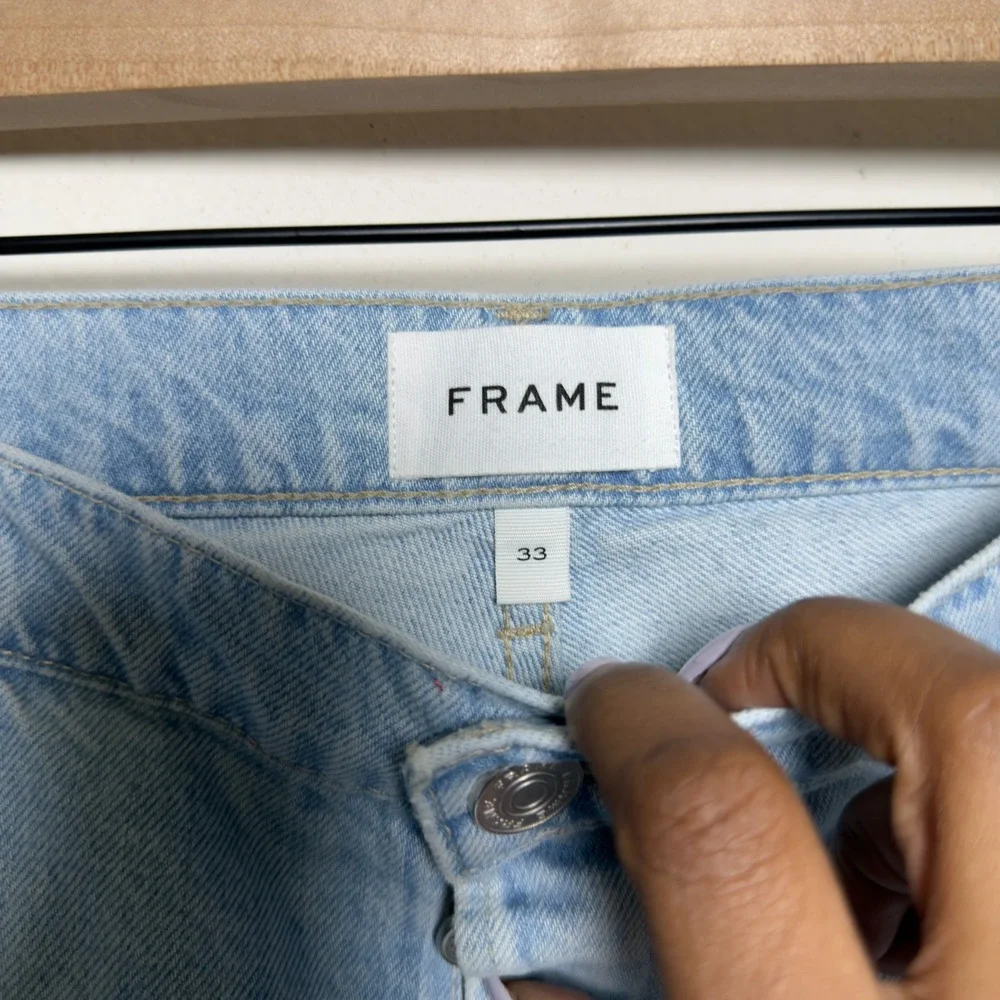 Frame Women Le Slouch Crop Jeans 33" Two Tone Light Wash‎ Button Fly Western - Picture 4 of 13